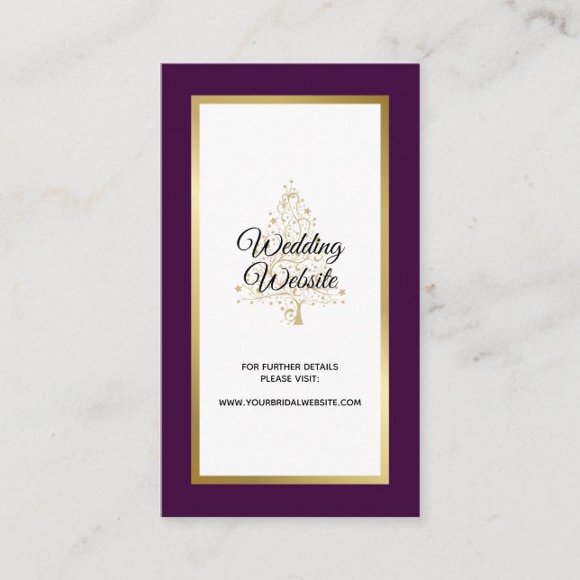 Carte D'accompagnement Élégant violet mariage d'hiver site Web (Devant)