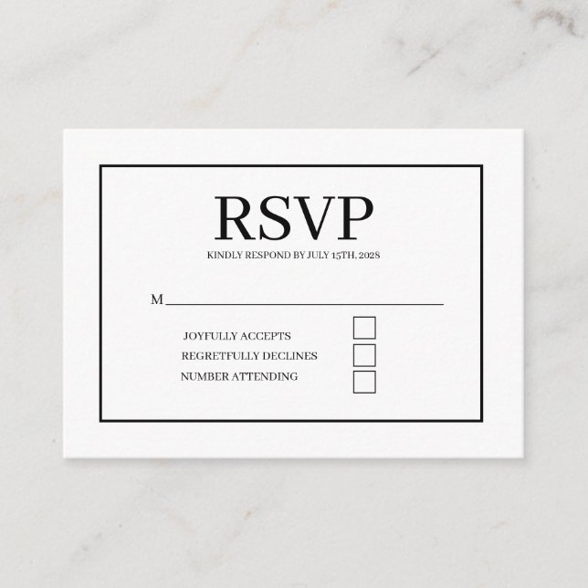 Carte D'accompagnement elegant wedding RSVP enclosure card  (Devant)