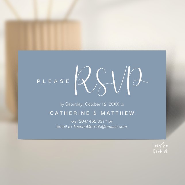 Carte D'accompagnement  Elegant "Wedding RSVP" Reminder Details (Elegant "Wedding RSVP" Reminder Details Enclosure Card Dusty Blue)