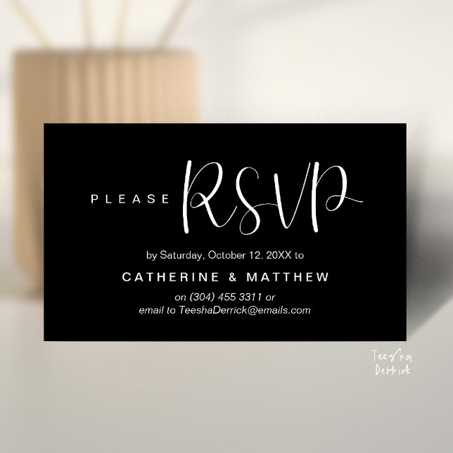 Carte D'accompagnement  Elegant "Wedding RSVP" Reminder Details (Elegant "Wedding RSVP" Reminder Details Enclosure Card Black White)