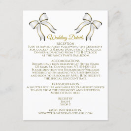 Carte D'accompagnement Elegant White & Gold Ribbon Détails du Mariage