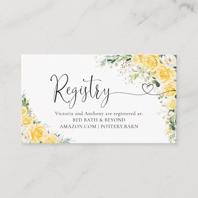 Carte D'accompagnement Elegant Yellow Registry Enclosure Card (Devant)