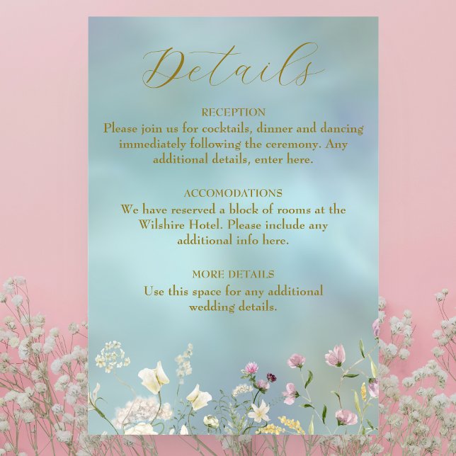 Carte D'accompagnement Elégante aquarelle bleue florale (Créateur téléchargé)