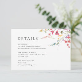 Carte D'accompagnement Elégante aquarelle Fleurs sauvages Détails du Mari