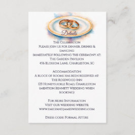 Carte D'accompagnement Elégante aquarelle Golden Rose Mariage Cercles