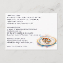 Carte D'accompagnement Elégante aquarelle Golden Rose Mariage Cercles