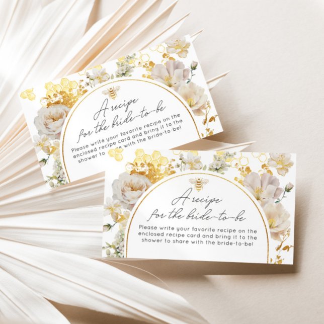 Carte D'accompagnement Elégante bee fleurie Recette pour la mariée à être (Créateur téléchargé)
