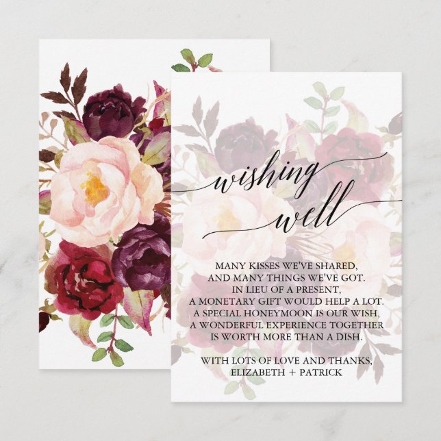 Carte D'accompagnement Élégante calligraphie | Beau désir floral (Devant / Derrière)