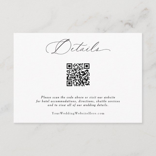 Carte D'accompagnement Élégante calligraphie délicate QR Détails du Maria (Devant)