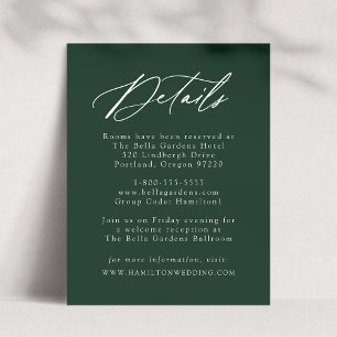 Carte D'accompagnement Élégante calligraphie Forest Green Détails du Mari