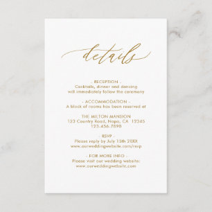 Carte D'accompagnement Élégante calligraphie Gold Détails du Mariage QR C