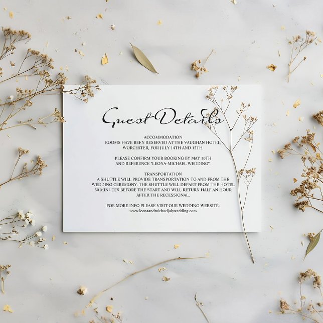 Carte D'accompagnement Élégante calligraphie Mariage blanc Détails du cli (Créateur téléchargé)