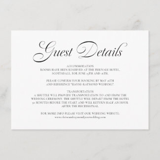 Carte D'accompagnement Élégante calligraphie Mariage blanc Détails du cli