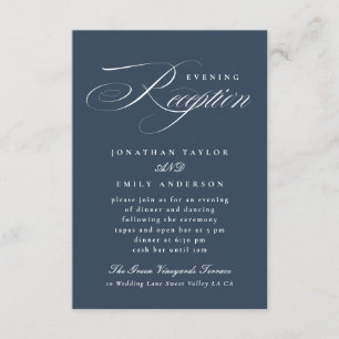 Carte D'accompagnement Élégante calligraphie Marine Bleu Mariage Réceptio