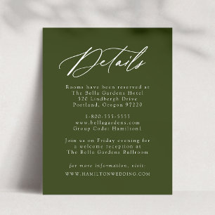 Carte D'accompagnement Élégante calligraphie Olive Green Détails du Maria
