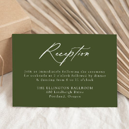 Carte D'accompagnement Élégante Calligraphie Olive Green Mariage Réceptio