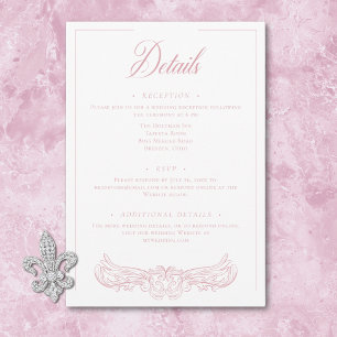 Carte D'accompagnement Élégante Chinoiserie rose Mariage de crête d'oisea