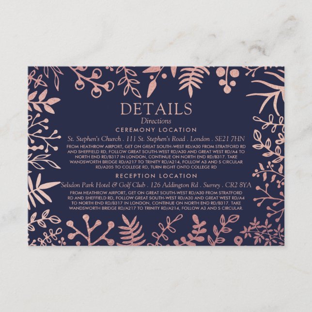 Carte D'accompagnement Elégante collection de Mariages floraux Roses et m (Devant)