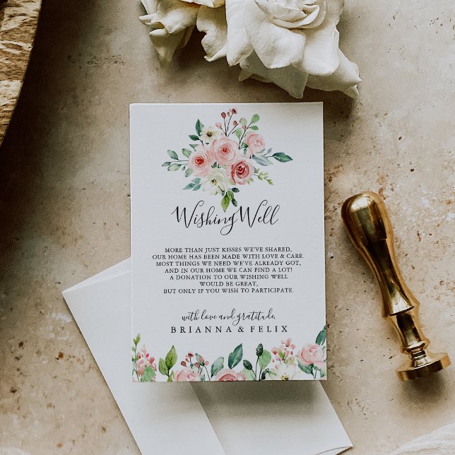 Carte D'accompagnement Elégante Dainty Automne Floral Mariage Wishing wel (Créateur téléchargé)