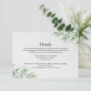 Carte D'accompagnement Élégante Enveloppe de Mariage aux Feuilles de Bamb
