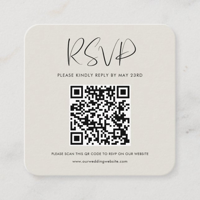 Carte D'accompagnement Élégante et moderne Lumineuse à sauge QR code répo (Devant)