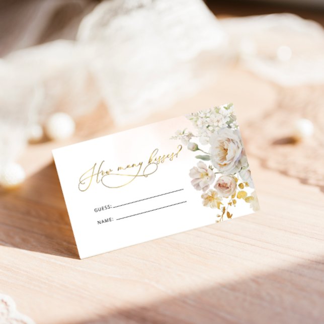 Carte D'accompagnement Elégante Fête des mariées Florale Combien de Baise (Créateur téléchargé)