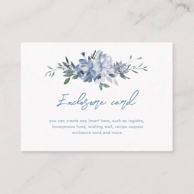 Carte D'accompagnement Elégante Fête des mariées Florale Dusty Blue (Devant)