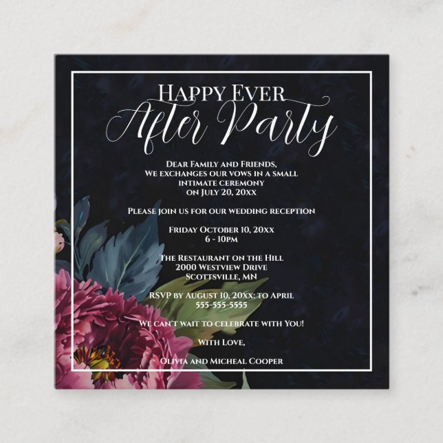 Carte D'accompagnement Élégante florale rose foncé Joyeux à chaque fête (Devant)