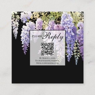 Carte D'accompagnement Elégante glycine d'aquarelle mauve douce code QR