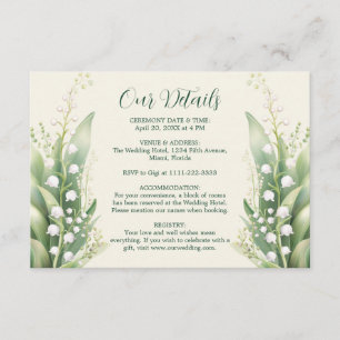 Carte D'accompagnement Elégante Lily de la vallée Mariage Horiz