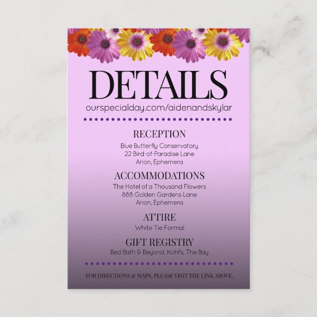 Carte D'accompagnement Elégante Marguerite dorée avec Mariage à Parties s (Devant)