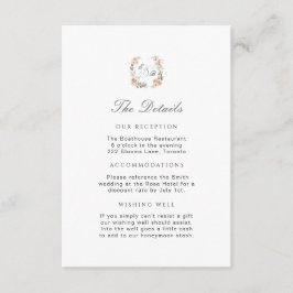 Carte D'accompagnement Élégante Pêche Florale Jardin Détails de mariage I