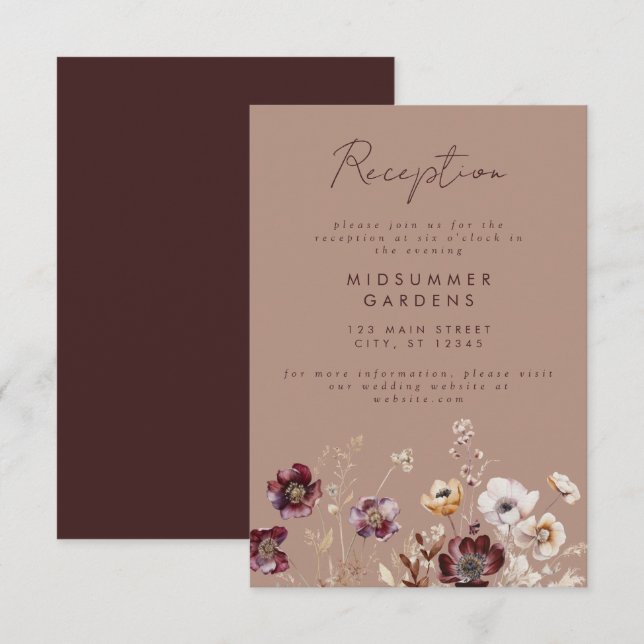 Carte D'accompagnement Elégante Réception de mariage d'automne (Devant / Derrière)