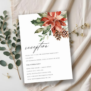 Carte D'accompagnement Elégante Réception de mariage de pin rouge Poinset