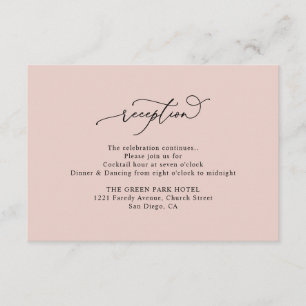 Carte D'accompagnement Elégante réception de mariage Rose Dusty