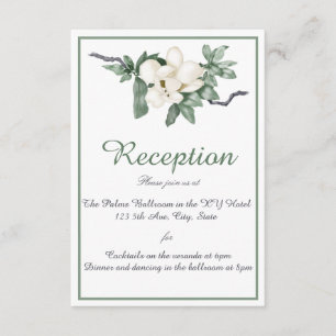 Carte D'accompagnement Elégante Réception En Fleur De Magnolia Blanche