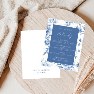 Carte D'accompagnement Élégante toile de Jouy bleue et blanche à motifs f