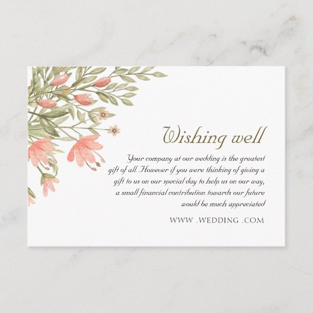 Carte D'accompagnement Elégante végétation fleurie Mariage Wishing well (Devant)