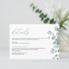 Carte D'accompagnement Elégante verdure Eucalyptus Feuille Mariage