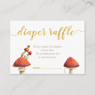 Carte D'accompagnement Élégants champignons et abeilles, tombola à feuill