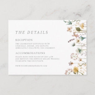 Carte D'accompagnement Élégants détails de fleurs pressées pour mariage v
