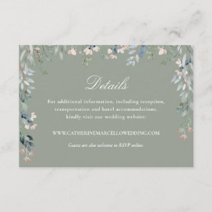 Carte D'accompagnement Élégants détails de mariage en cascade florale ver