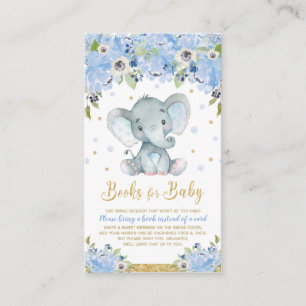 Carte D'accompagnement Élément Bleu Floral Baby Shower Apportez un Livre