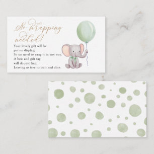 Carte D'accompagnement Eléphant Avec Écran Balloon Vert