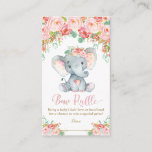 Carte D'accompagnement Elephant Baby shower Bow Raffle Headband Baby Girl