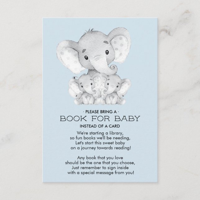 Carte D'accompagnement Eléphant Baby Twins Douche Livre pour Baby Card (Devant)