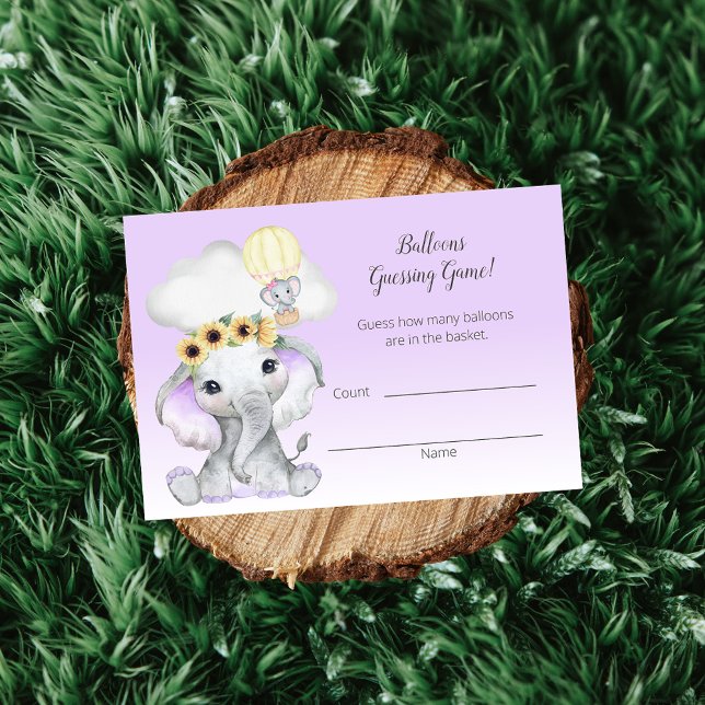 Carte D'accompagnement Eléphant Ballons à air chaud violet nombre de conj (Créateur téléchargé)