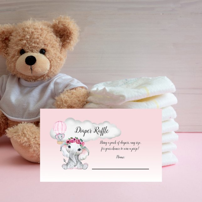 Carte D'accompagnement Eléphant Balloon à air chaud Baby Diaper Raffle (Créateur téléchargé)