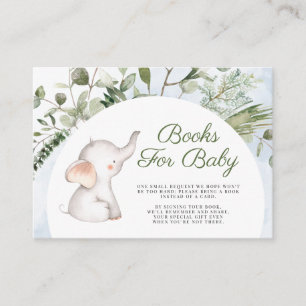 Carte D'accompagnement Elephant Blue Boy Greenery Livres Pour Bébé