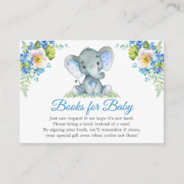 Carte D'accompagnement Elephant Blue Floral Baby showers Livres Pour Bébé